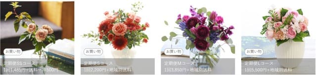 青山フラワーマーケットサブスクプランのお花ボリューム一覧画像